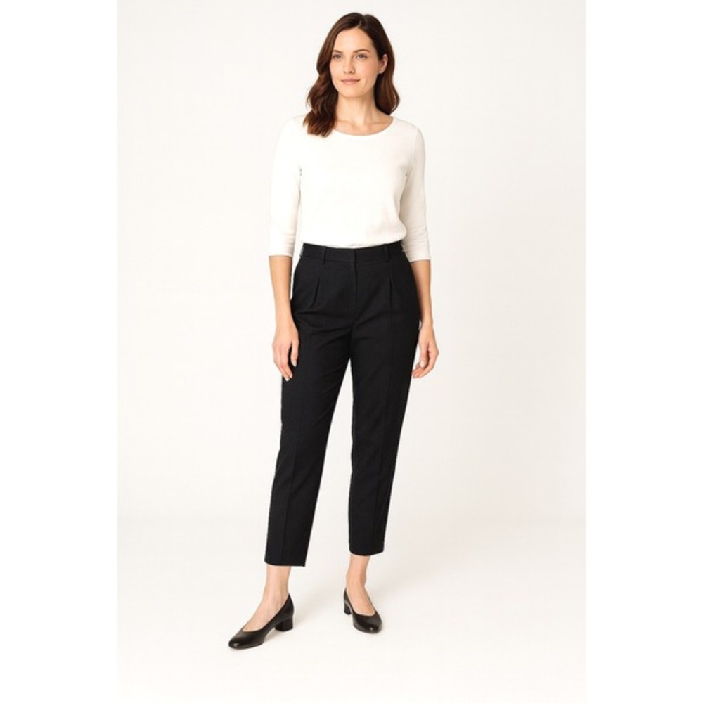 Stile Benetton Black Pleated Tailored Cropped Dress Pants 12 Academia  73-03-01‎